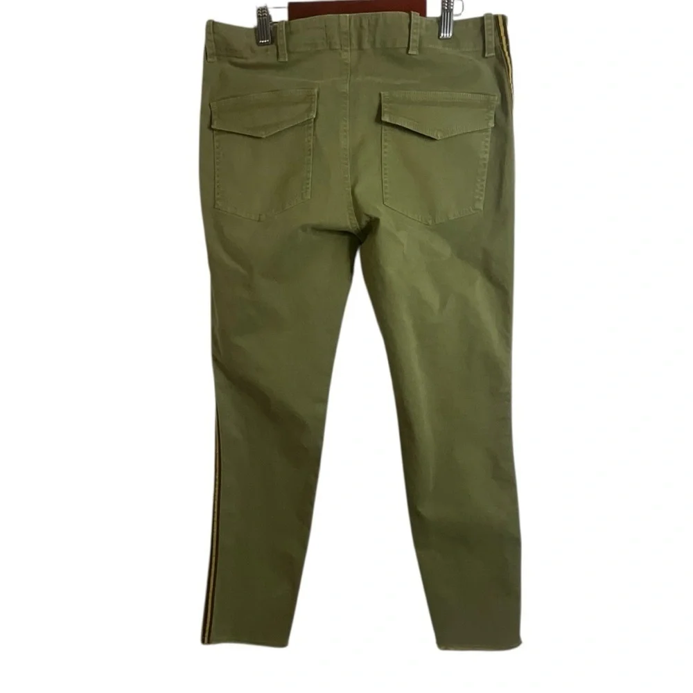 NiLi Lotan Raw Hem‎ Crop Cotton Stretch Twill Pant in Green